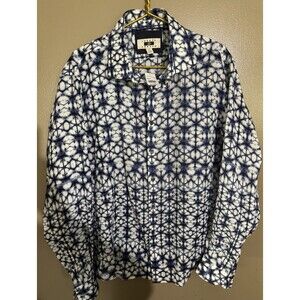 Joseph Abboud 100% Linen Blue And White Long Sleeve Button Up Size XL NWT
